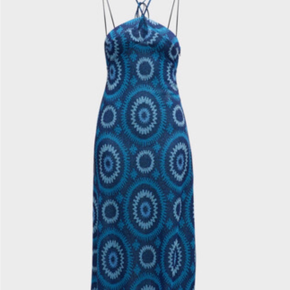 Blue Patterned Halter Dress - Picture 3 of 8